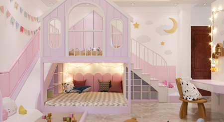 Thiết kế nội thất phòng ngủ con gái