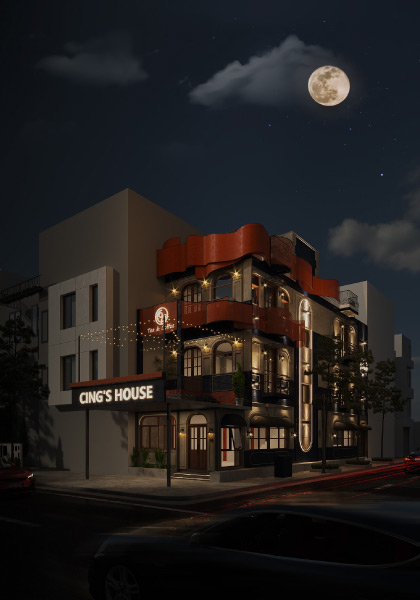 Phối cảnh kiến trúc Cings House Coffee tea Từ Sơn