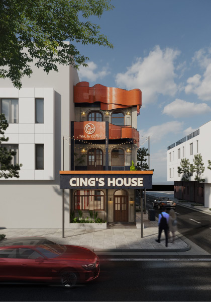 Phối cảnh kiến trúc Cings House Coffee tea Từ Sơn